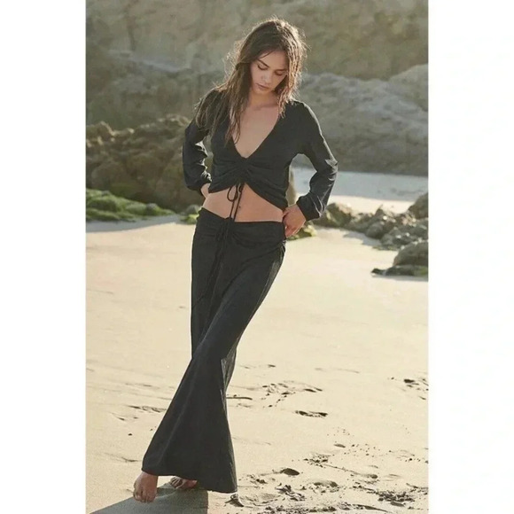 Free People FP Beach Addison Convertible Set Crop Top Maxi Skirt in Black - Picture 1 of 15